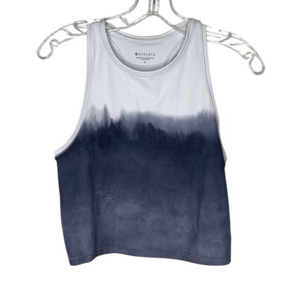 Athleta Shanti Watercolor Blue/White Crop Tank Top. Size Small. - Picture 1 of 4